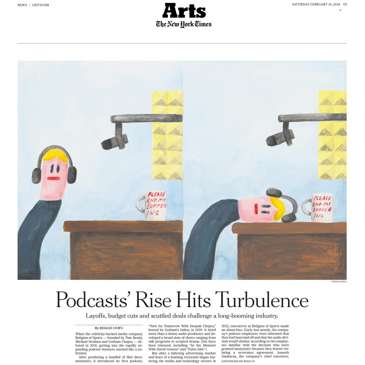 New York Times / Decline of the podcast industry - Stephan Dybus - Anna Goodson Illustration Agency
